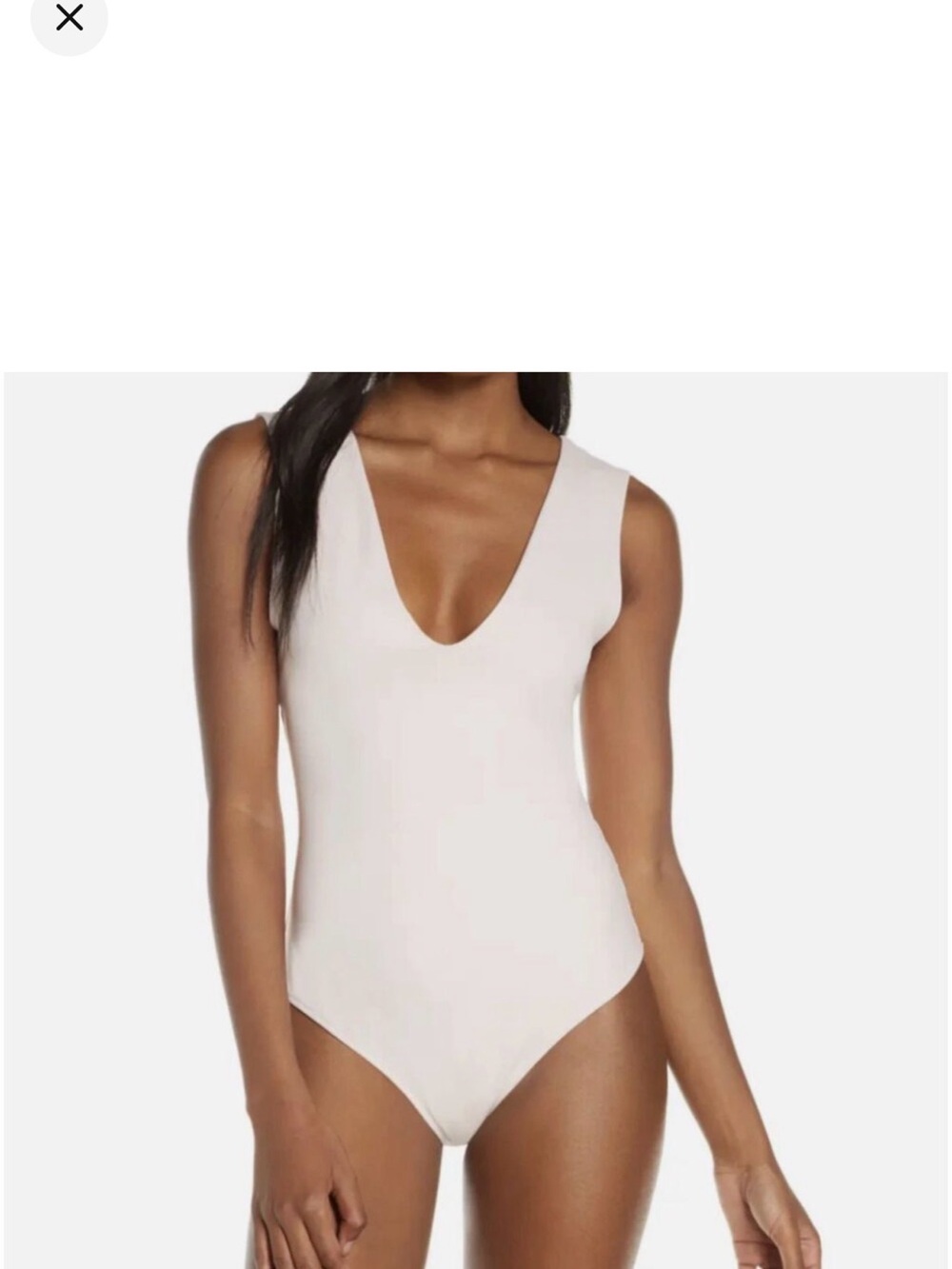 Free People Ivory V-Neck Sleeveless Bodysuit